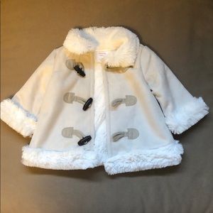 Baby Girl Lined Jacket with Faux Fur Trim